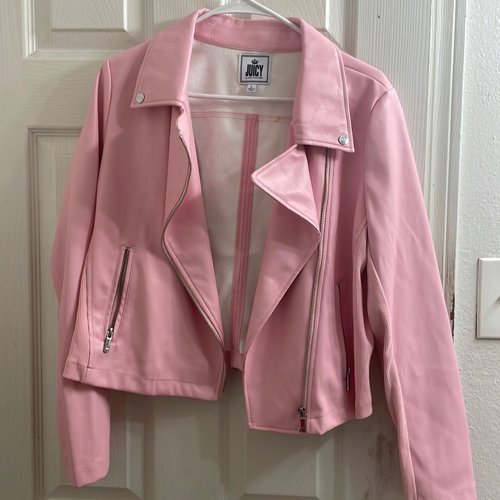 New with tags faux leather pink biker jacket juicy couture